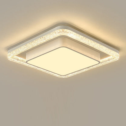 Modern Luxury Double Round Square Rectangular Iron Acrylic LED Flush Mount Ceiling Light For Living Room