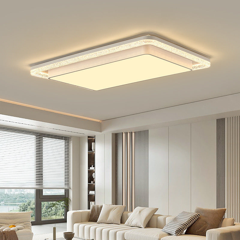 Modern Luxury Double Round Square Rectangular Iron Acrylic LED Flush Mount Ceiling Light For Living Room