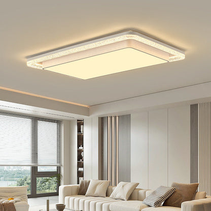 Modern Luxury Double Round Square Rectangular Iron Acrylic LED Flush Mount Ceiling Light For Living Room