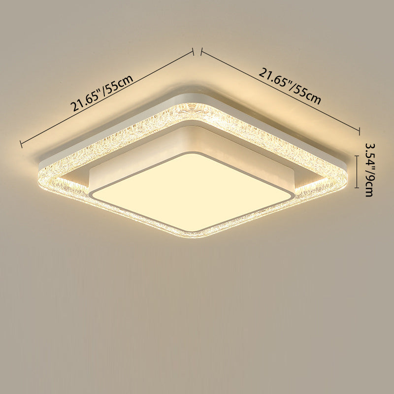 Modern Luxury Double Round Square Rectangular Iron Acrylic LED Flush Mount Ceiling Light For Living Room