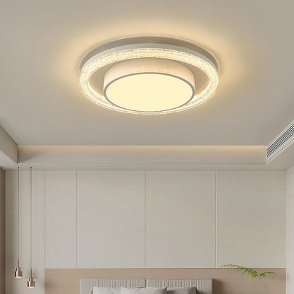 Modern Luxury Double Round Square Rectangular Iron Acrylic LED Flush Mount Ceiling Light For Living Room