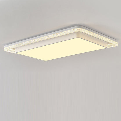 Modern Luxury Double Round Square Rectangular Iron Acrylic LED Flush Mount Ceiling Light For Living Room