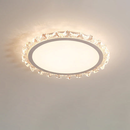 Modern Luxury Round Cream Wave Iron Acrylic LED Flush Mount Ceiling Light For Living Room
