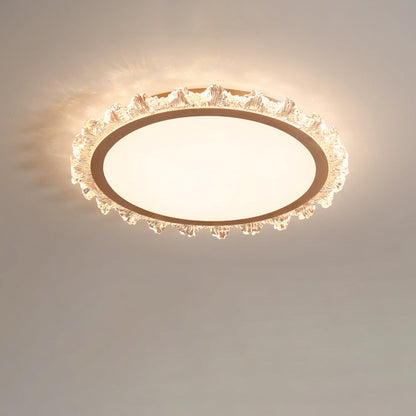 Modern Luxury Round Cream Wave Iron Acrylic LED Flush Mount Ceiling Light For Living Room
