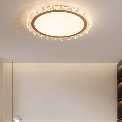 Modern Luxury Round Cream Wave Iron Acrylic LED Flush Mount Ceiling Light For Living Room