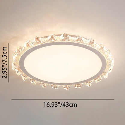 Modern Luxury Round Cream Wave Iron Acrylic LED Flush Mount Ceiling Light For Living Room