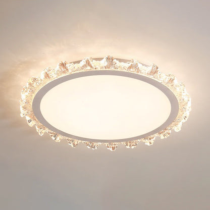 Modern Luxury Round Cream Wave Iron Acrylic LED Flush Mount Ceiling Light For Living Room