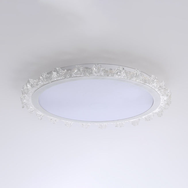 Modern Luxury Round Cream Wave Iron Acrylic LED Flush Mount Ceiling Light For Living Room