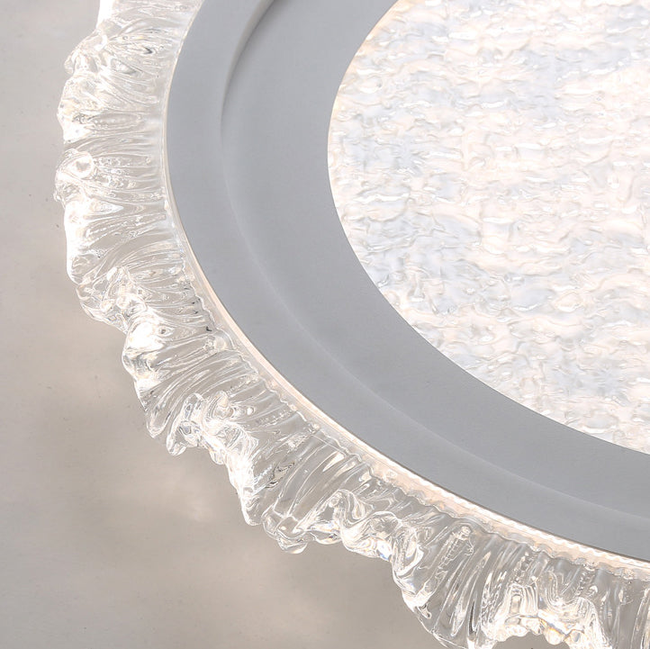 Modern Luxury Round Cream Wave Iron Acrylic LED Flush Mount Ceiling Light For Living Room