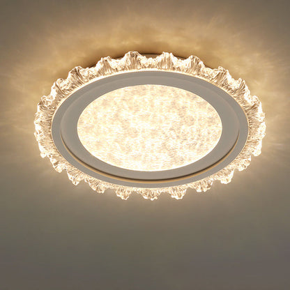 Modern Luxury Round Cream Wave Iron Acrylic LED Flush Mount Ceiling Light For Living Room