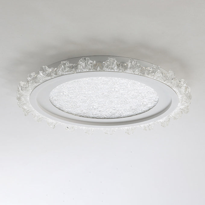 Modern Luxury Round Cream Wave Iron Acrylic LED Flush Mount Ceiling Light For Living Room