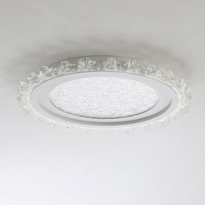 Modern Luxury Round Cream Wave Iron Acrylic LED Flush Mount Ceiling Light For Living Room