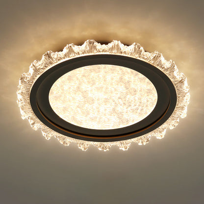 Modern Luxury Round Cream Wave Iron Acrylic LED Flush Mount Ceiling Light For Living Room