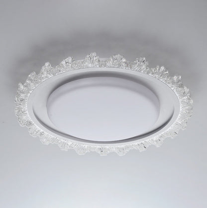Modern Luxury Round Cream Wave Iron Acrylic LED Flush Mount Ceiling Light For Living Room