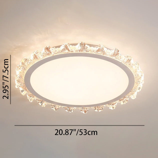 Modern Luxury Round Cream Wave Iron Acrylic LED Flush Mount Ceiling Light For Living Room