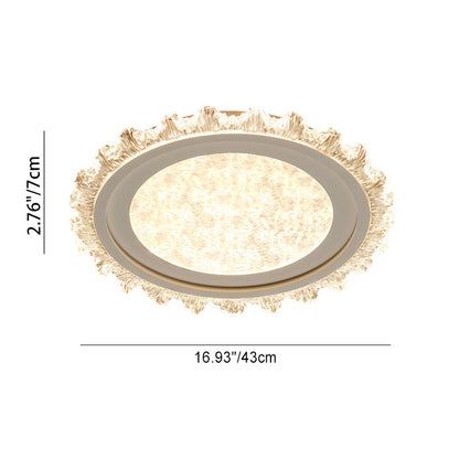 Modern Luxury Round Cream Wave Iron Acrylic LED Flush Mount Ceiling Light For Living Room