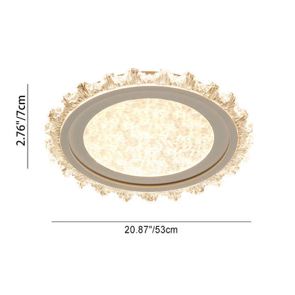 Modern Luxury Round Cream Wave Iron Acrylic LED Flush Mount Ceiling Light For Living Room