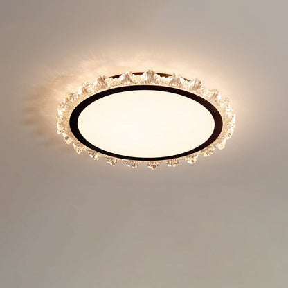 Modern Luxury Round Cream Wave Iron Acrylic LED Flush Mount Ceiling Light For Living Room