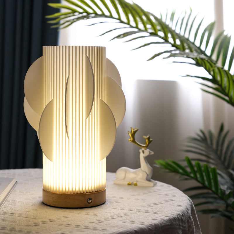 Contemporary Creative USB 3D Curved Wave Tulip Hedgehog Wood Base PLA LED Table Lamp Night Light For Bedroom