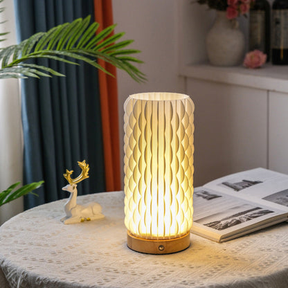 Contemporary Creative USB 3D Curved Wave Tulip Hedgehog Wood Base PLA LED Table Lamp Night Light For Bedroom