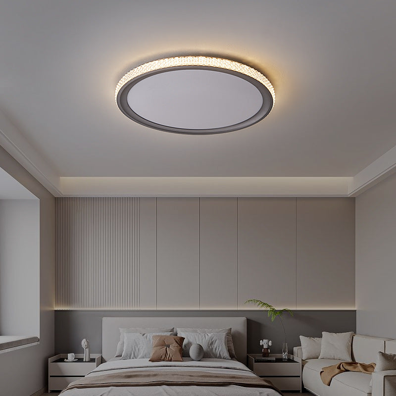 Modern Minimalist Round Aluminum Acrylic LED Flush Mount Ceiling Light For Living Room