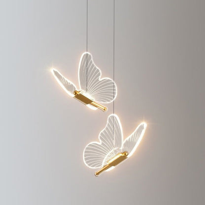 Modern Luxury Butterfly Iron Acrylic LED Pendant Light For Living Room