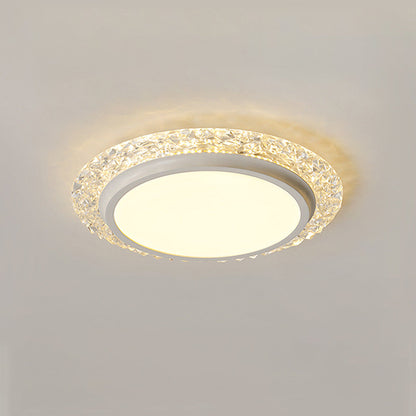 Modern Luxury Round Acrylic Aluminum Crystal LED Flush Mount Ceiling Light For Living Room