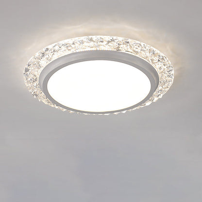 Modern Luxury Round Acrylic Aluminum Crystal LED Flush Mount Ceiling Light For Living Room