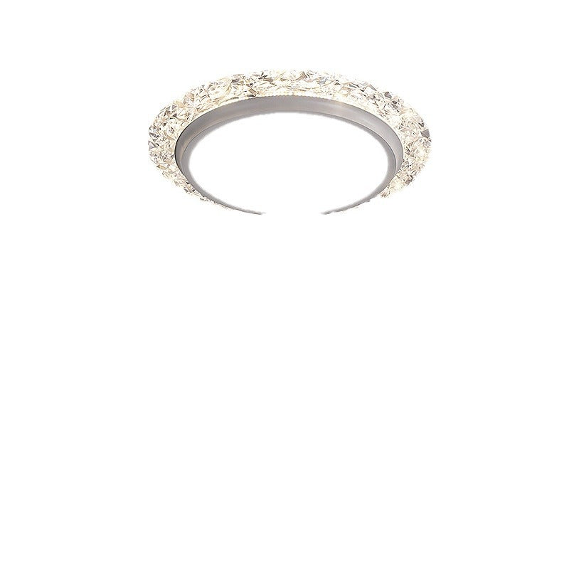 Modern Luxury Round Acrylic Aluminum Crystal LED Flush Mount Ceiling Light For Living Room