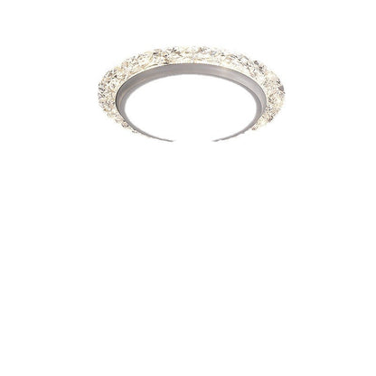 Modern Luxury Round Acrylic Aluminum Crystal LED Flush Mount Ceiling Light For Living Room