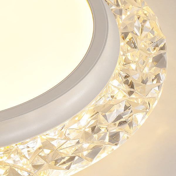 Modern Luxury Round Acrylic Aluminum Crystal LED Flush Mount Ceiling Light For Living Room