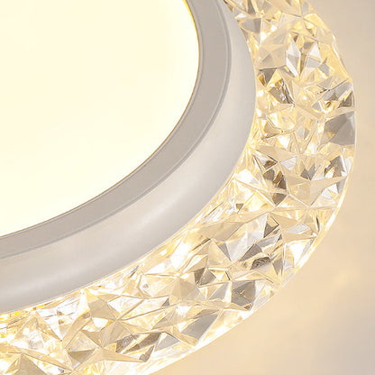 Modern Luxury Round Acrylic Aluminum Crystal LED Flush Mount Ceiling Light For Living Room