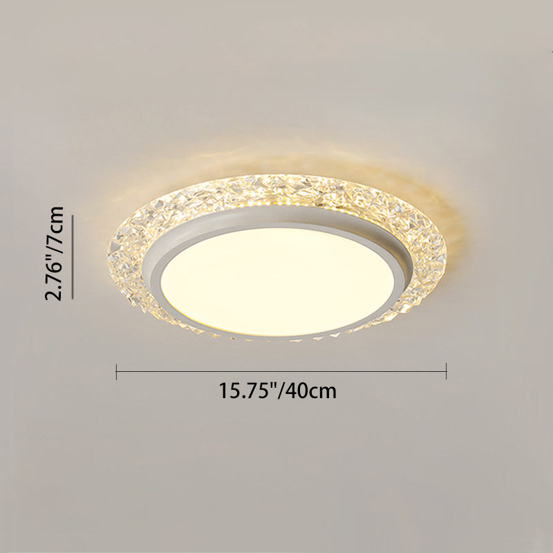 Modern Luxury Round Acrylic Aluminum Crystal LED Flush Mount Ceiling Light For Living Room