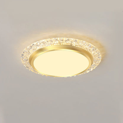 Modern Luxury Round Acrylic Aluminum Crystal LED Flush Mount Ceiling Light For Living Room