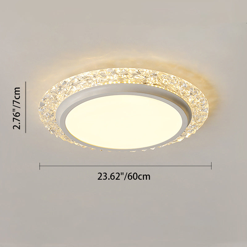 Modern Luxury Round Acrylic Aluminum Crystal LED Flush Mount Ceiling Light For Living Room