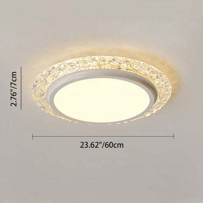 Modern Luxury Round Acrylic Aluminum Crystal LED Flush Mount Ceiling Light For Living Room
