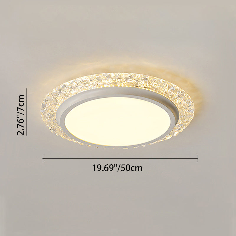 Modern Luxury Round Acrylic Aluminum Crystal LED Flush Mount Ceiling Light For Living Room