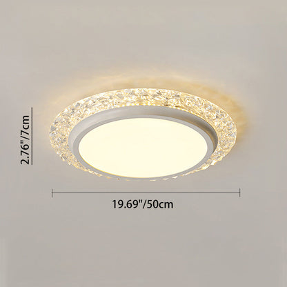 Modern Luxury Round Acrylic Aluminum Crystal LED Flush Mount Ceiling Light For Living Room