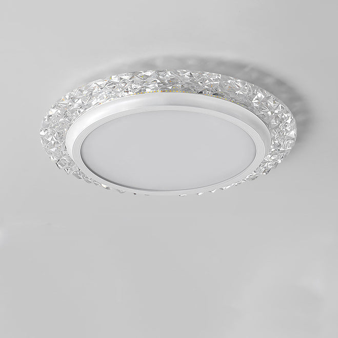 Modern Luxury Round Acrylic Aluminum Crystal LED Flush Mount Ceiling Light For Living Room