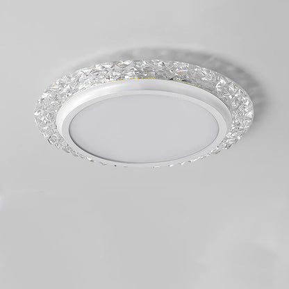 Modern Luxury Round Acrylic Aluminum Crystal LED Flush Mount Ceiling Light For Living Room