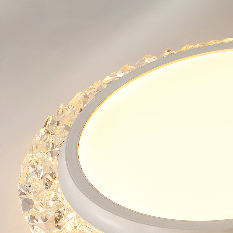 Modern Luxury Round Acrylic Aluminum Crystal LED Flush Mount Ceiling Light For Living Room