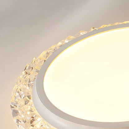 Modern Luxury Round Acrylic Aluminum Crystal LED Flush Mount Ceiling Light For Living Room
