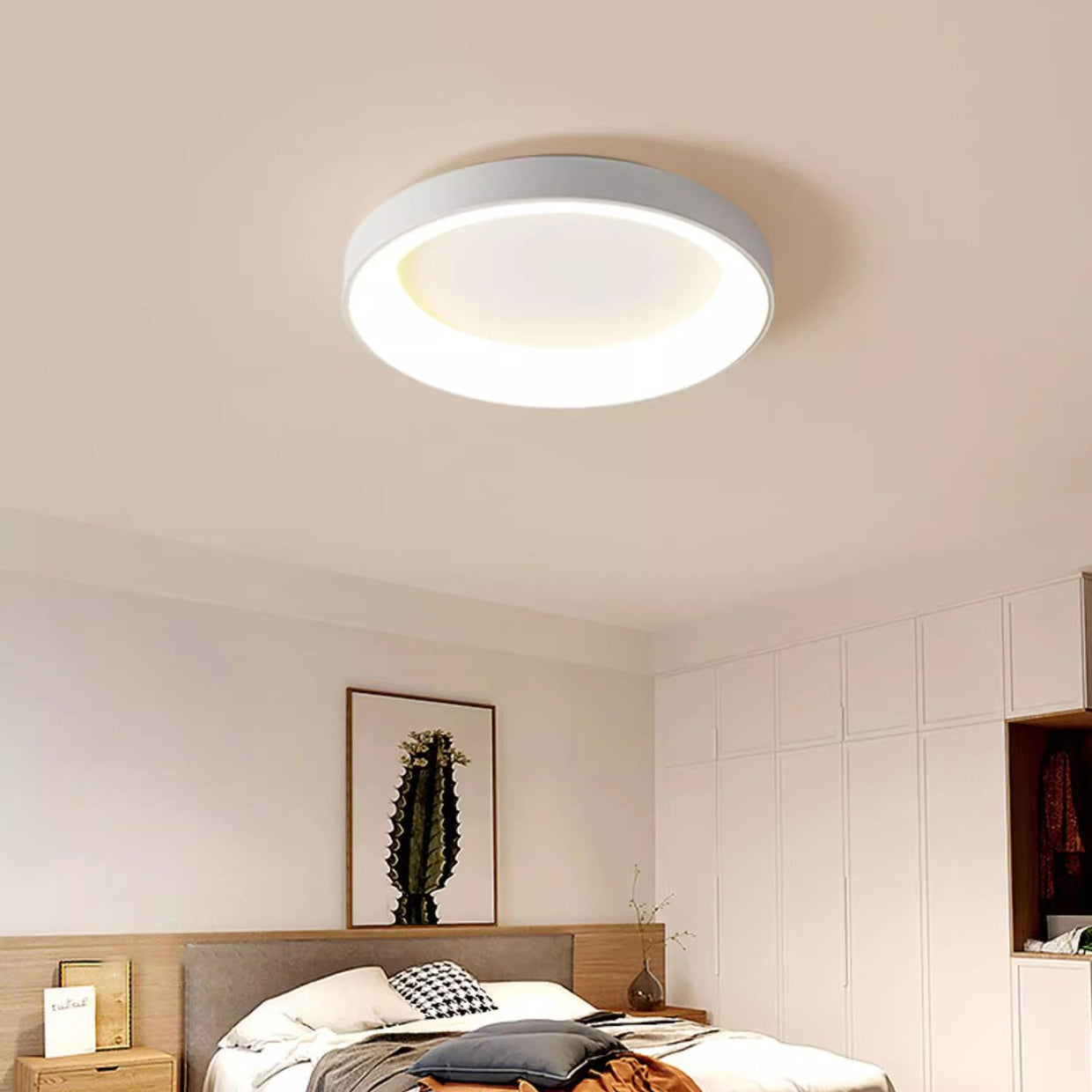 Modern Minimalist Round Bowl Acrylic Iron LED Flush Mount Ceiling Light For Living Room