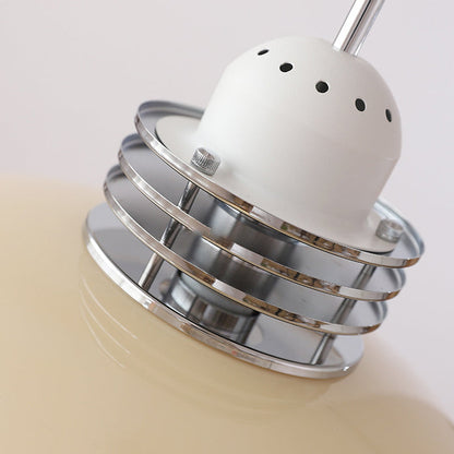 Traditional Vintage Round Head Glass Shade Iron PVC 1-Light Pendant Light For Living Room