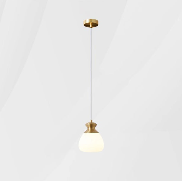 Contemporary Nordic Brass Glass Bottle Shape 1-Light Pendant Light For Living Room