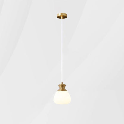 Contemporary Nordic Brass Glass Bottle Shape 1-Light Pendant Light For Living Room