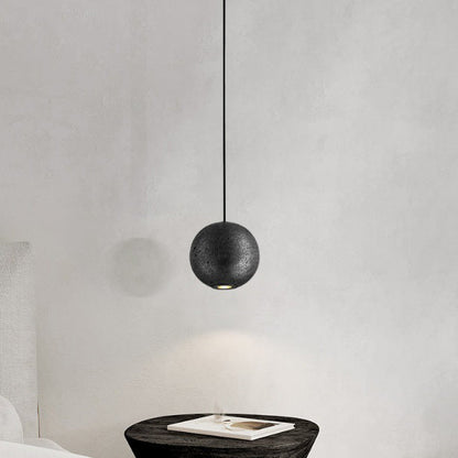 Contemporary Nordic Copper Black Hole Stone Orb Shape 1-Light Pendant Light For Living Room