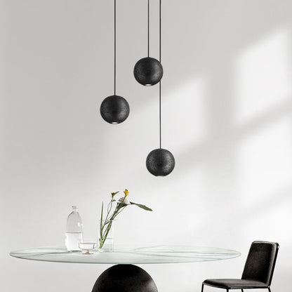 Contemporary Nordic Copper Black Hole Stone Orb Shape 1-Light Pendant Light For Living Room