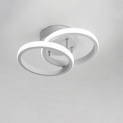 Contemporary Creative Double Square Round Iron Acrylic LED Semi-Flush Mount Ceiling Light For Bedroom
