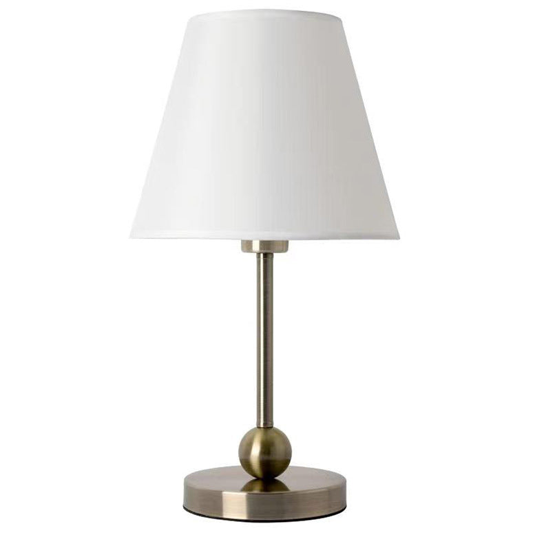 Modern Minimalist Fabric Drum Shape Metal Bead 1-Light Table Lamp For Bedroom